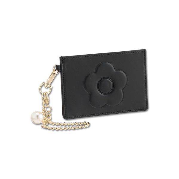 エンボスデイジーパール シングルパスケース（ブラック）