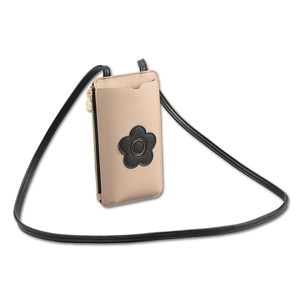 デイジーパッチ モバイルショルダー（ピンクベージュ）