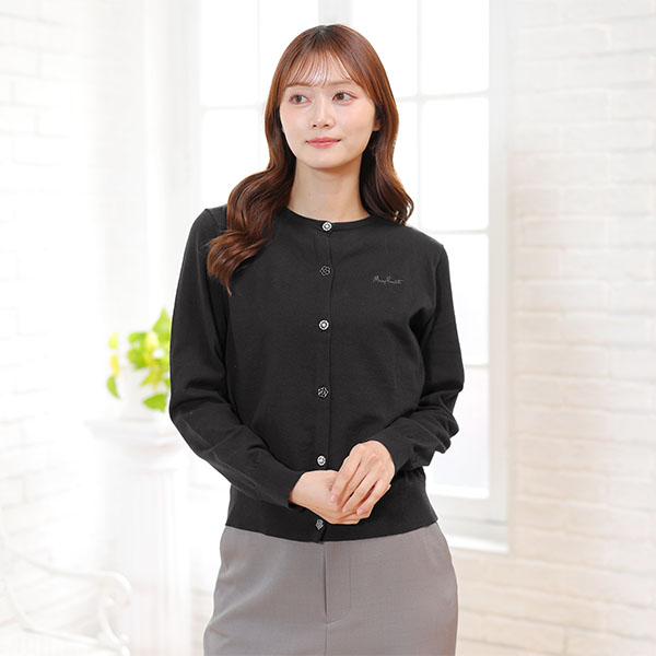 ビジューボタン カーディガン（ブラック）