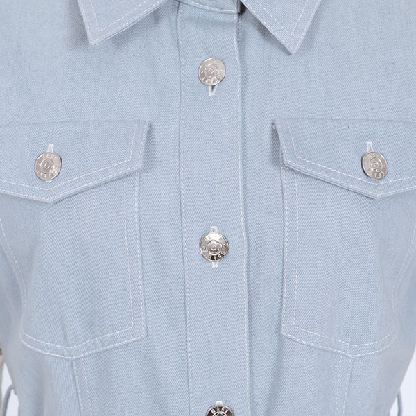 デイジーバックルデニムミニ ワンピース（ブルー）