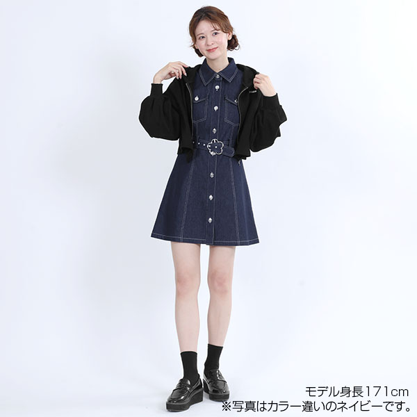 デイジーバックルデニムミニ ワンピース（ブルー）