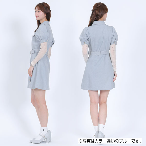 デイジーバックルデニムミニ ワンピース（ネイビー）