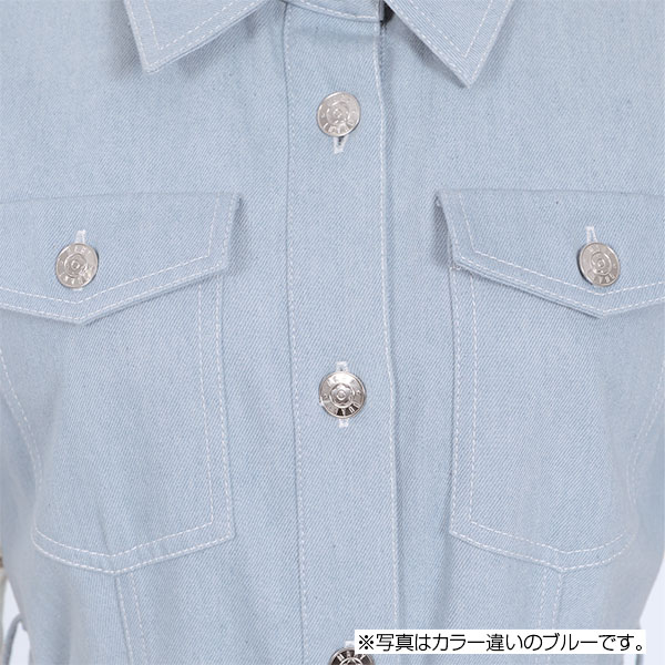 デイジーバックルデニムミニ ワンピース（ネイビー）