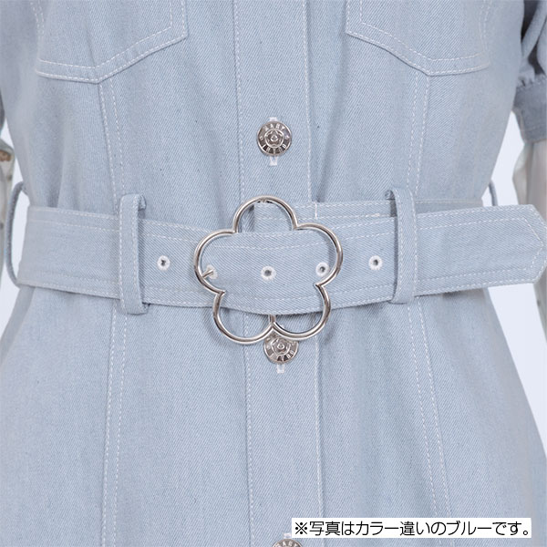 デイジーバックルデニムミニ ワンピース（ネイビー）