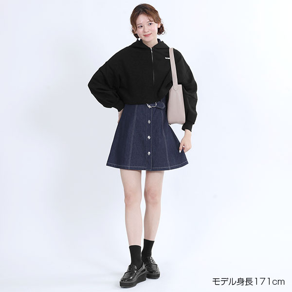 デイジーバックルデニムミニ ワンピース（ネイビー）