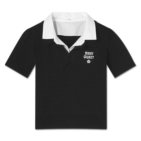 レイヤードポロ プルオーバー（ブラック）