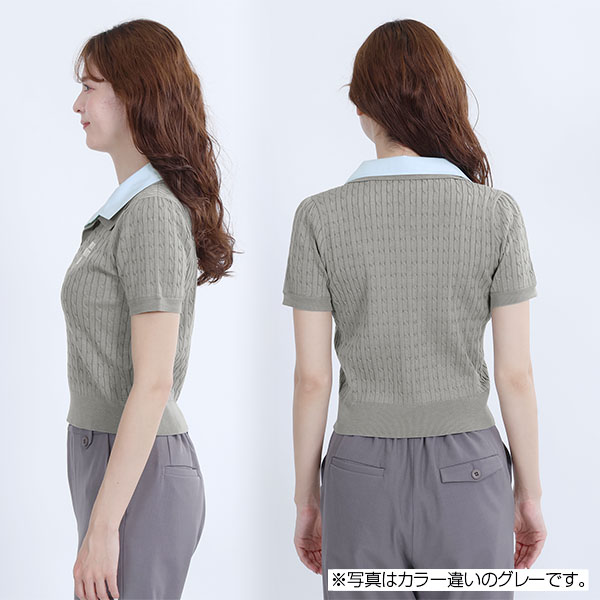 レイヤードポロ プルオーバー（ブラック）