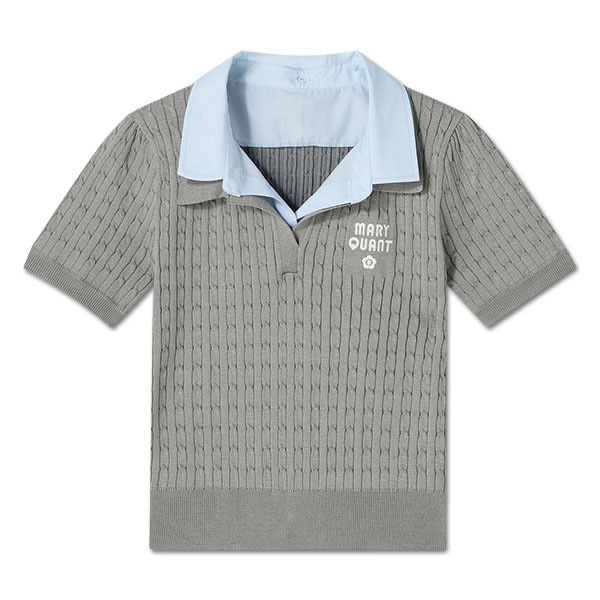 レイヤードポロ プルオーバー（グレー）