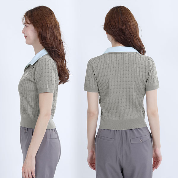 レイヤードポロ プルオーバー（グレー）