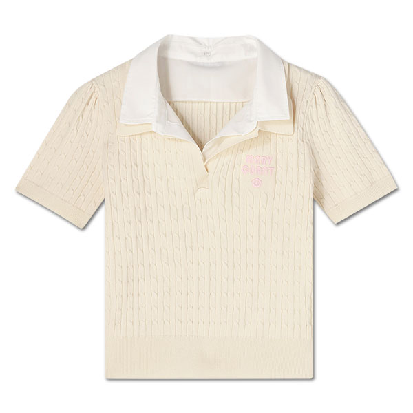 レイヤードポロ プルオーバー（アイボリー）