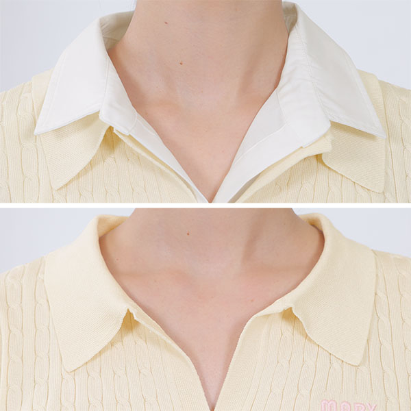 レイヤードポロ プルオーバー（アイボリー）