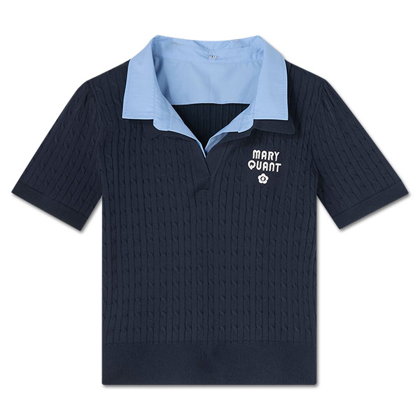 レイヤードポロ プルオーバー（ネイビー）