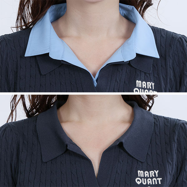 レイヤードポロ プルオーバー（ネイビー）