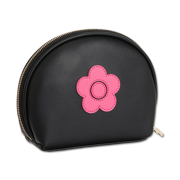 レトロロゴパッチ ラウンドポーチL（ブラック）