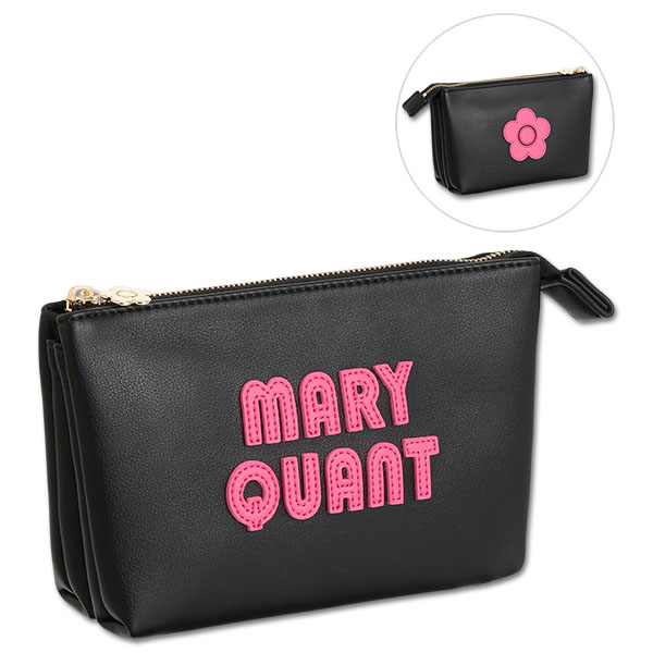 レトロロゴパッチ 3ポケットポーチ（ブラック）