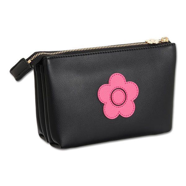 レトロロゴパッチ 3ポケットポーチ（ブラック）