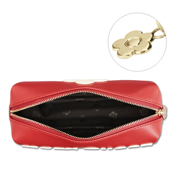 レトロロゴパッチ スクエアペンケース（レッド）