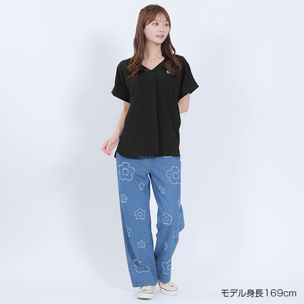 フロントタック ブラウス（ブラック）