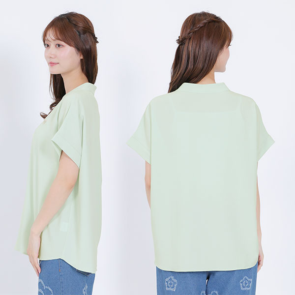 フロントタック ブラウス（グリーン）
