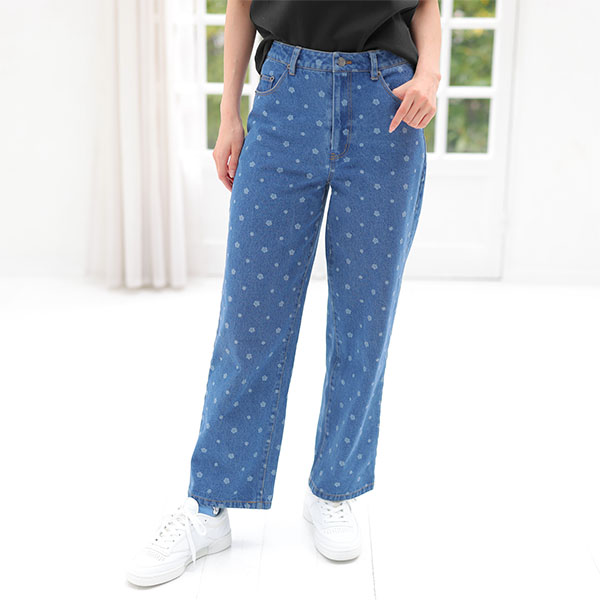 デイジードットデニム パンツ（ブルー）