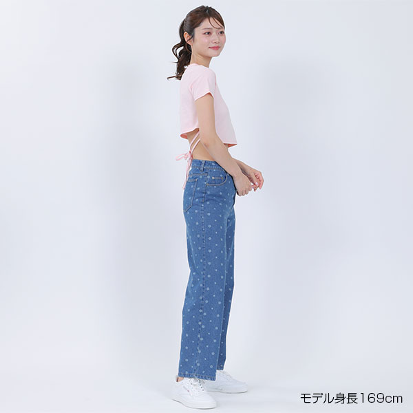 デイジードットデニム パンツ（ブルー）