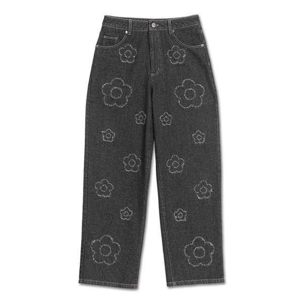 ランダムデイジーデニム パンツ（ブラック）