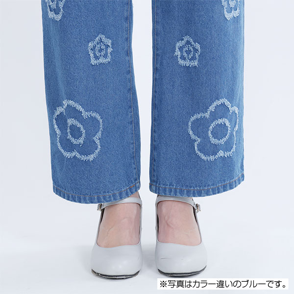 ランダムデイジーデニム パンツ（ブラック）