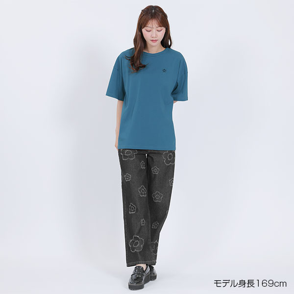 ランダムデイジーデニム パンツ（ブラック）