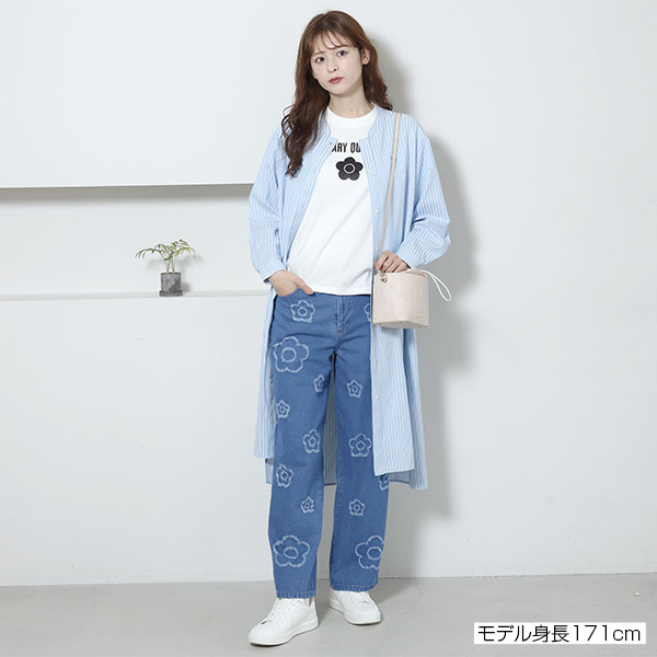 ランダムデイジーデニム パンツ（ブルー）