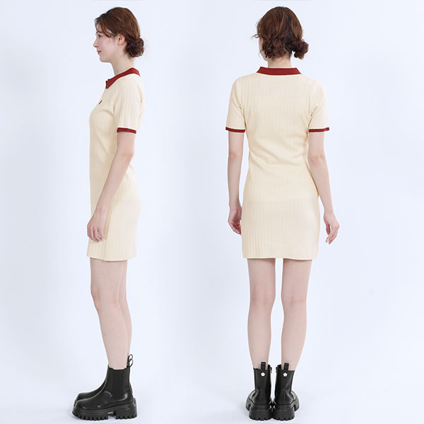 ワイドリブニット ワンピース（アイボリー）