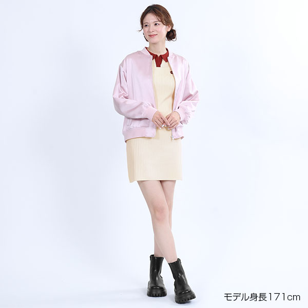 ワイドリブニット ワンピース（アイボリー）