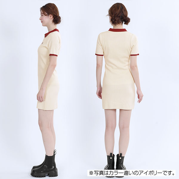 ワイドリブニット ワンピース（ネイビー）