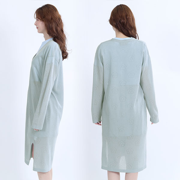 アイレットデイジーロング カーディガン（ブルー）