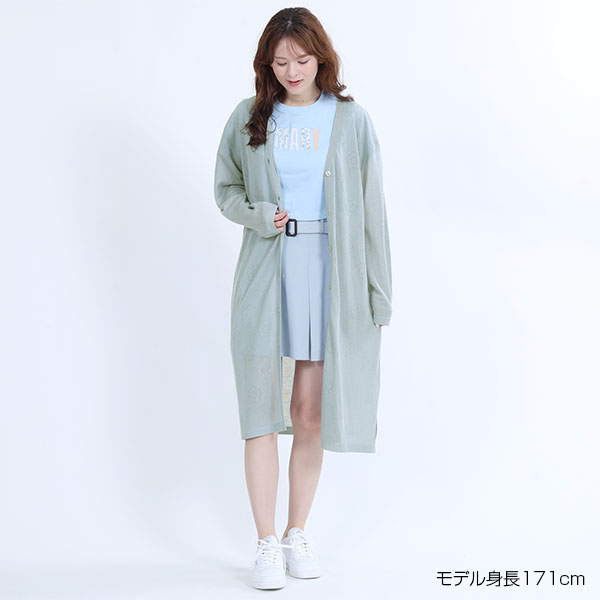 アイレットデイジーロング カーディガン（ブルー）