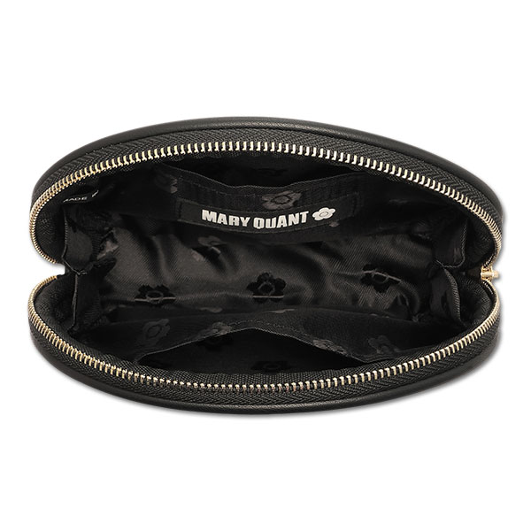 グリッターペイントロゴ ラウンドポーチ（ブラック）