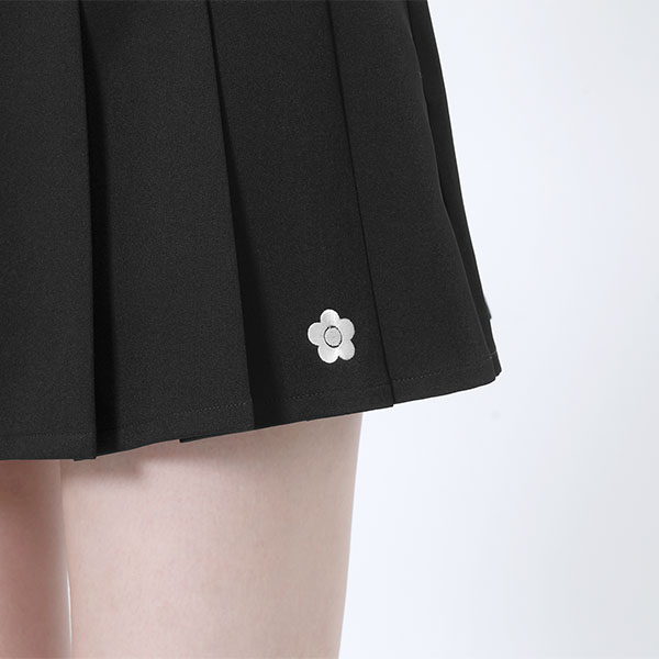 ロゴテーププリーツミニ スカート（ブラック）