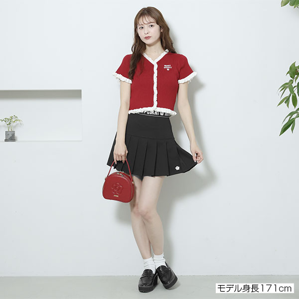 ロゴテーププリーツミニ スカート（ブラック）