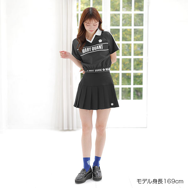 ロゴテーププリーツミニ スカート（ブラック）