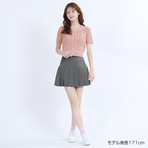 ロゴテーププリーツミニ スカート（グレー）