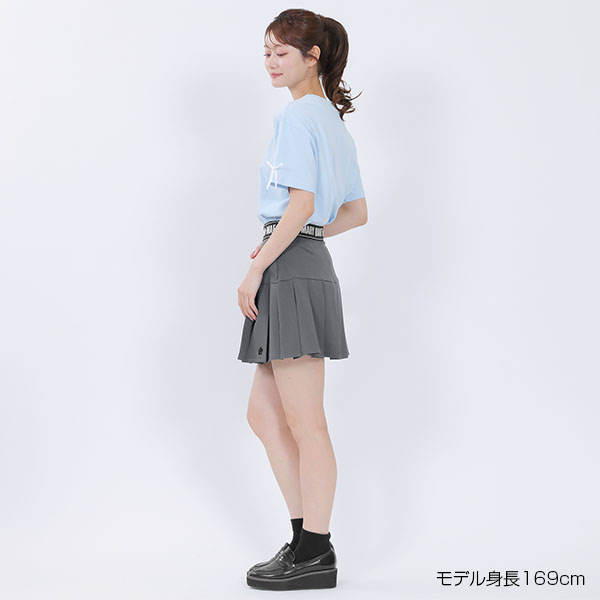 ロゴテーププリーツミニ スカート（グレー）