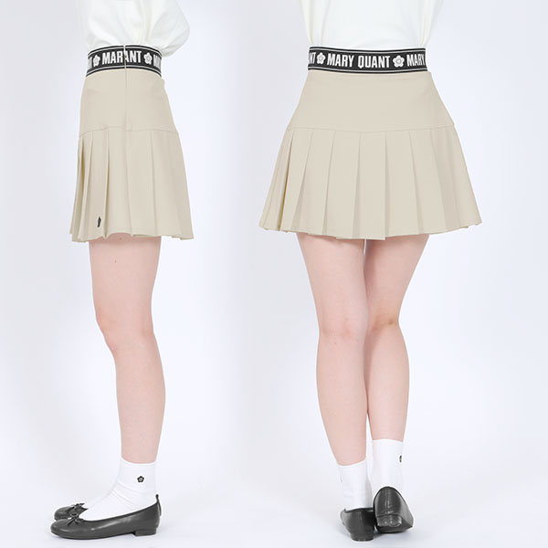 ロゴテーププリーツミニ スカート（ベージュ）