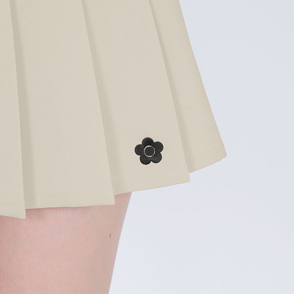 ロゴテーププリーツミニ スカート（ベージュ）