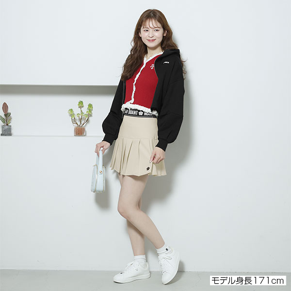 ロゴテーププリーツミニ スカート（ベージュ）