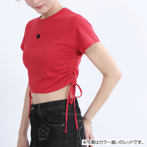 サイドギャザー Tシャツ（ブラック）