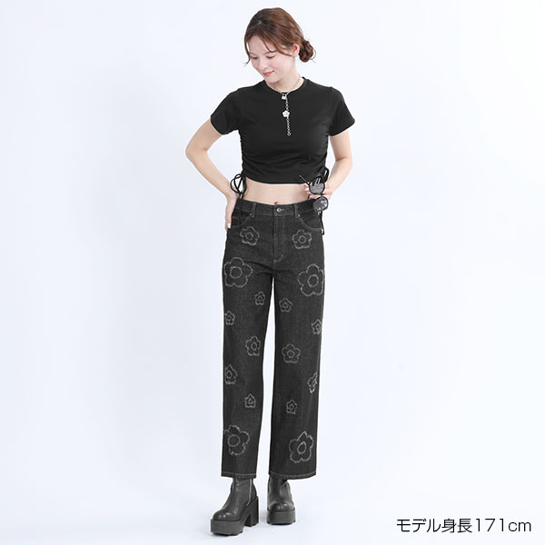 サイドギャザー Tシャツ（ブラック）