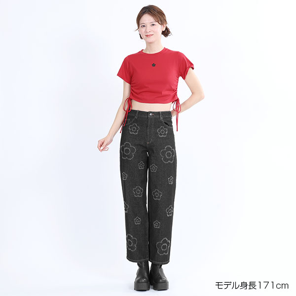 サイドギャザー Tシャツ（レッド）