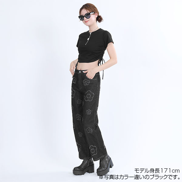 サイドギャザー Tシャツ（レッド）