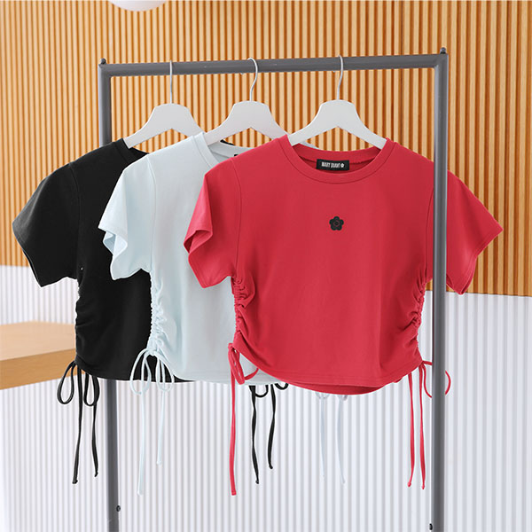 サイドギャザー Tシャツ（レッド）