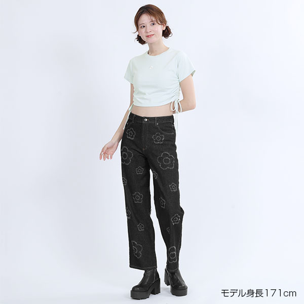 サイドギャザー Tシャツ（ブルー）