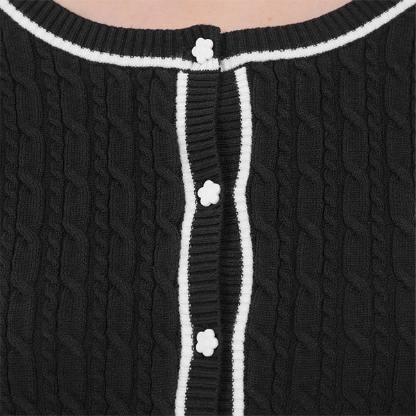 デイジーワンポイントケーブル カーディガン（ブラック）